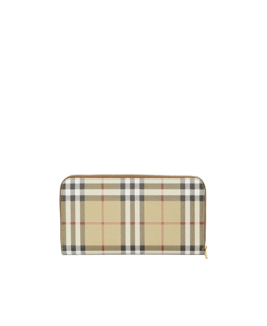 Burberry Check Zip Wallet In Nude