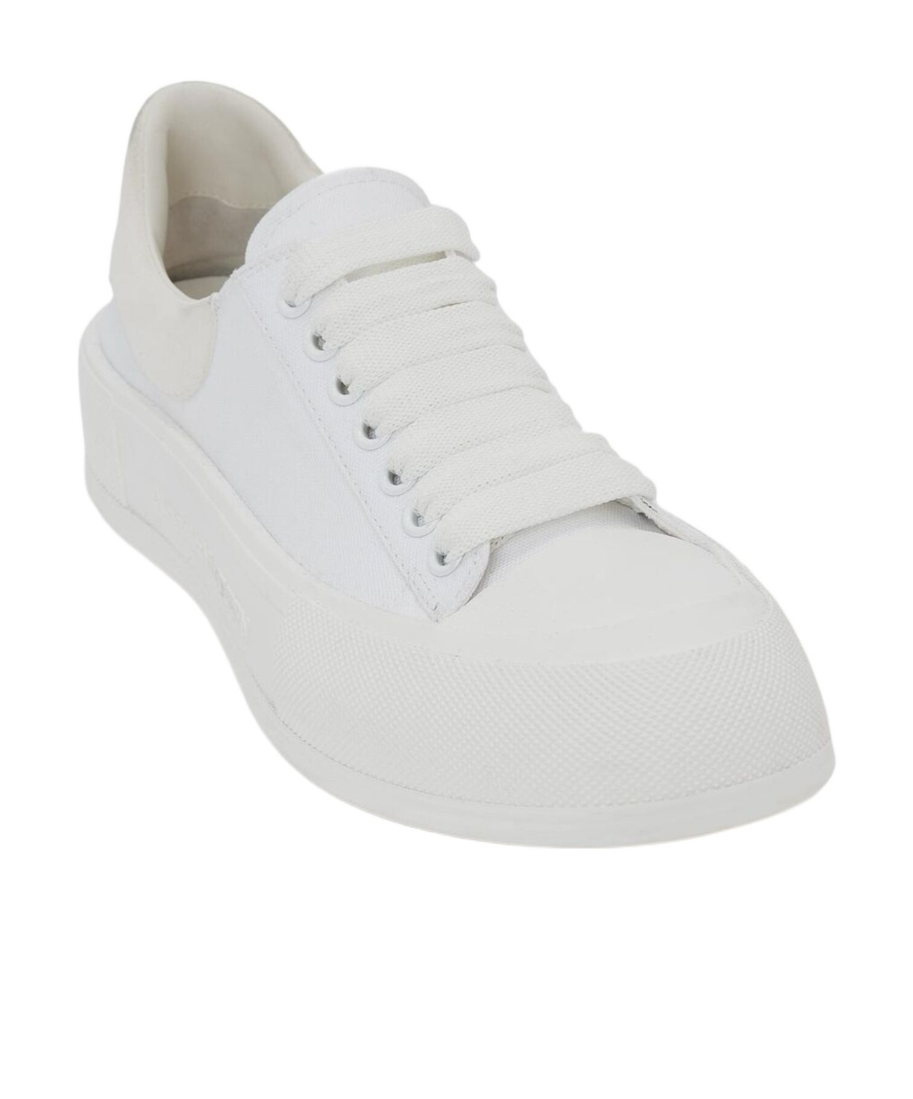 Alexander Mcqueen Logo Embossed Platform Sole Canvas Sneakers In White