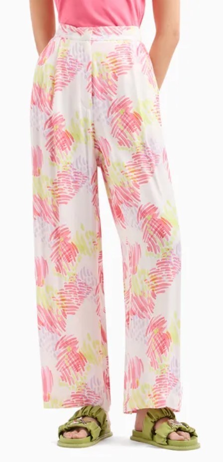 Armani Exchange Patterned Casual Pants In Pink