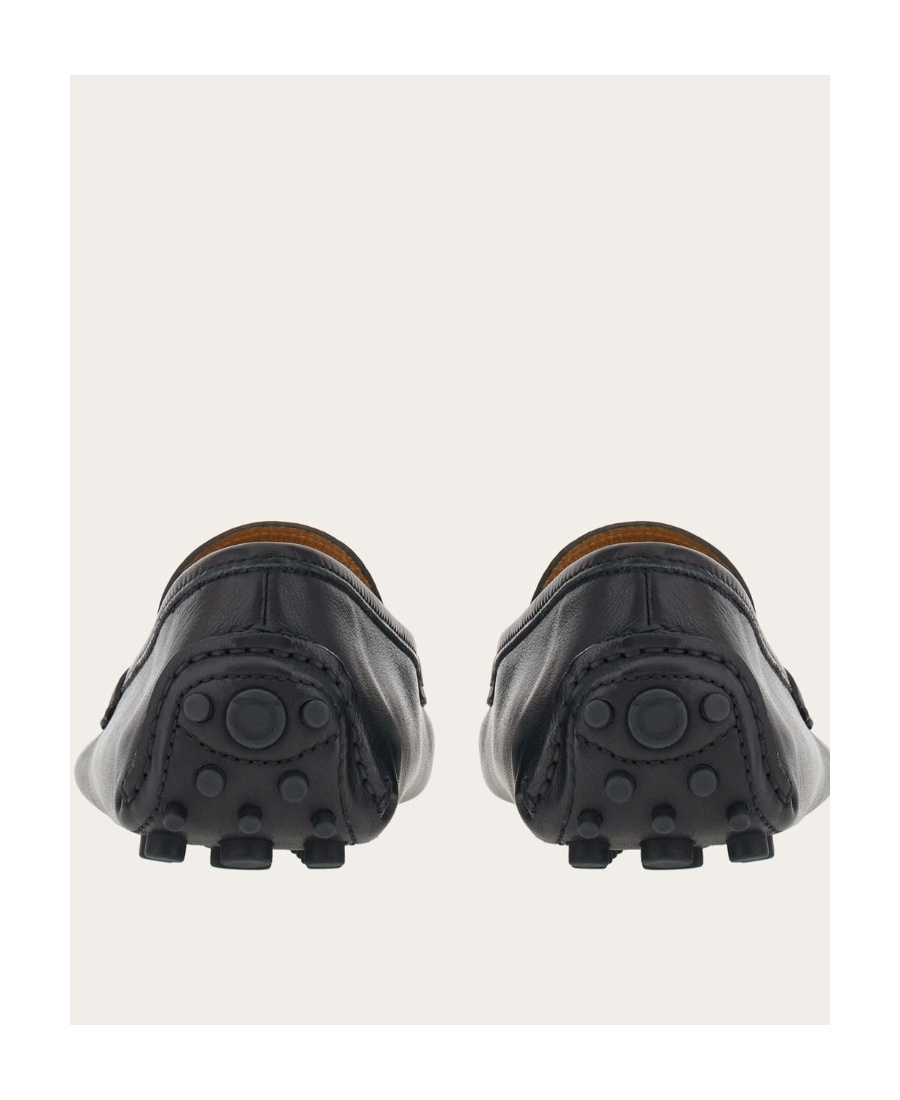 Ferragamo Iside Driver Moccasins In Calfskin In Black