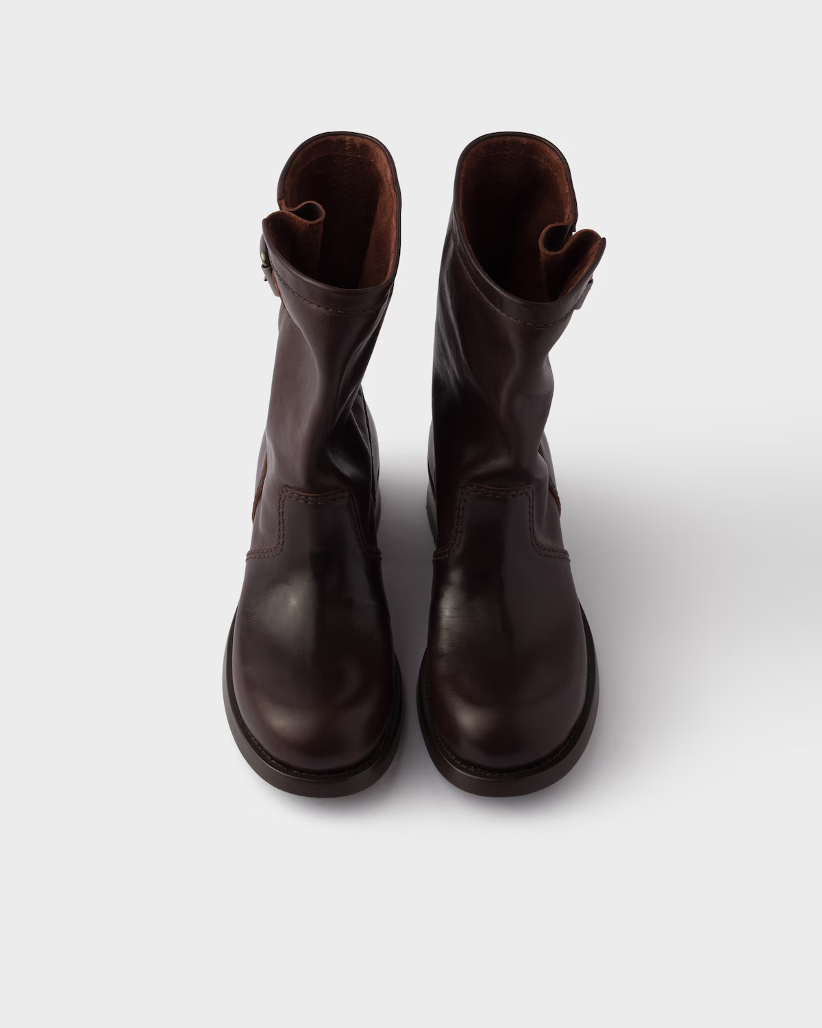 Prada Chocolate Brown Leather Boots In Brown