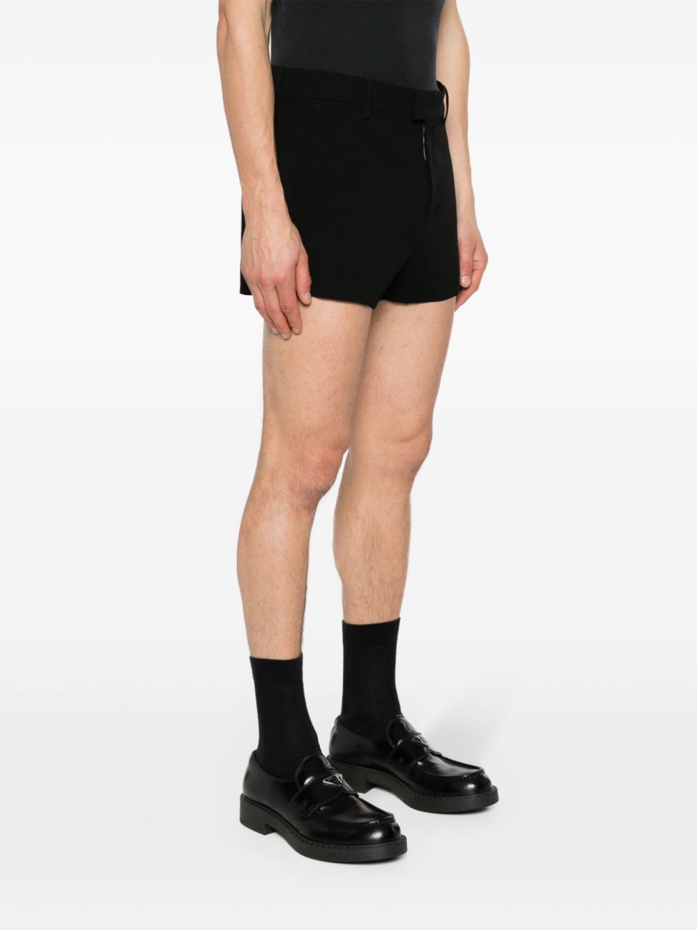 Shop Ami Alexandre Mattiussi Ami Crepe Mini Shorts In Black
