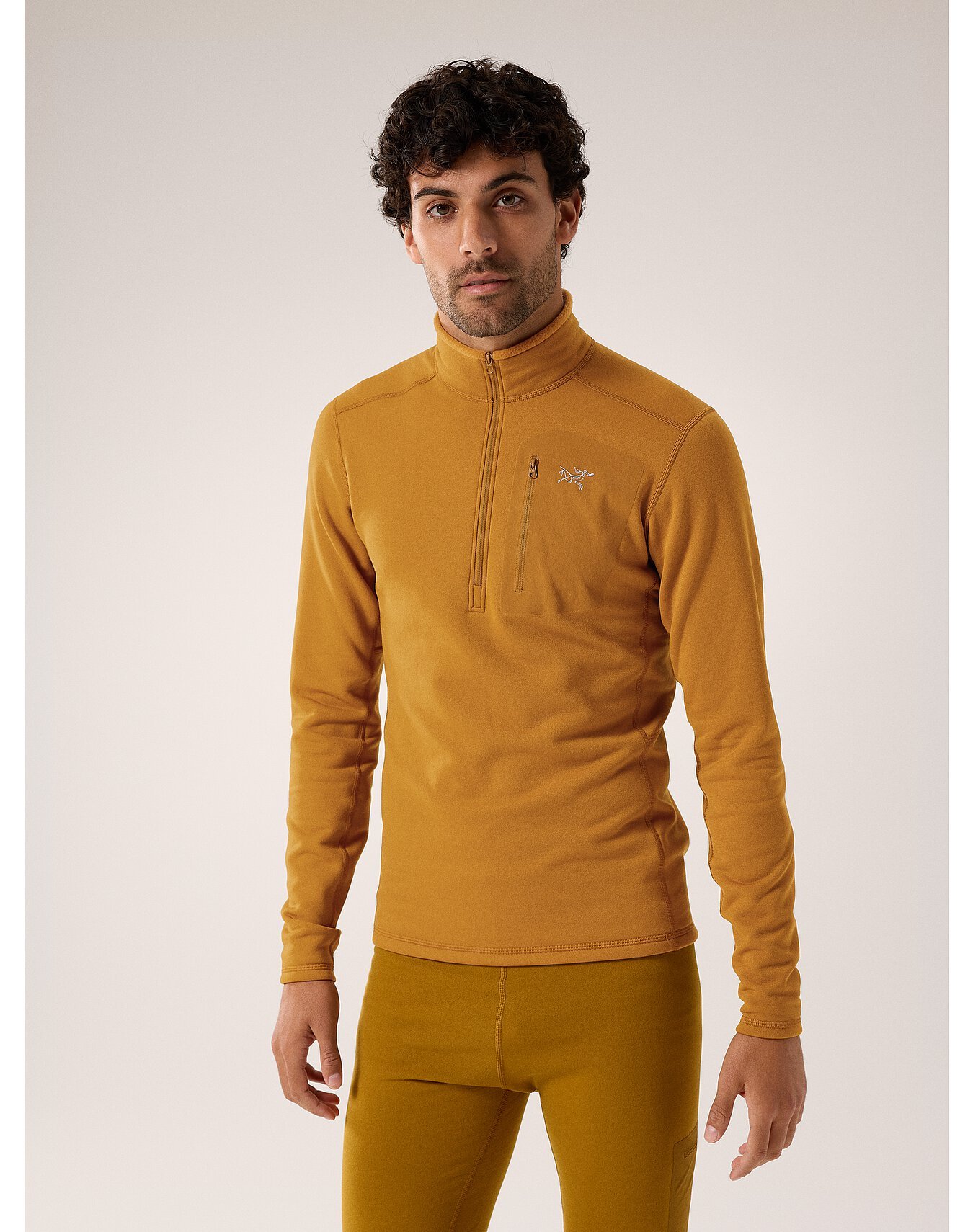 Arc'teryx Long-sleeved Zipper Collar Sweater In Orange