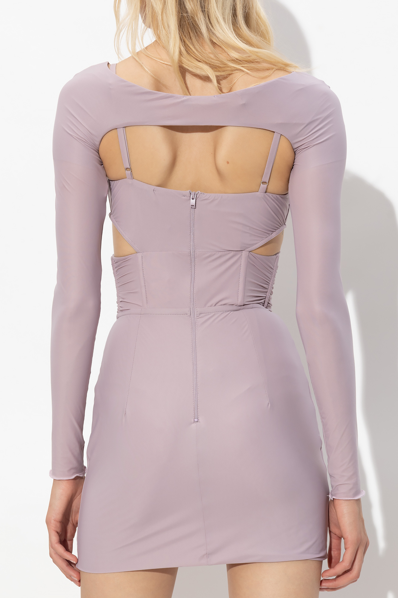 Misbhv Layered Mesh Long-sleeve Top In Pink