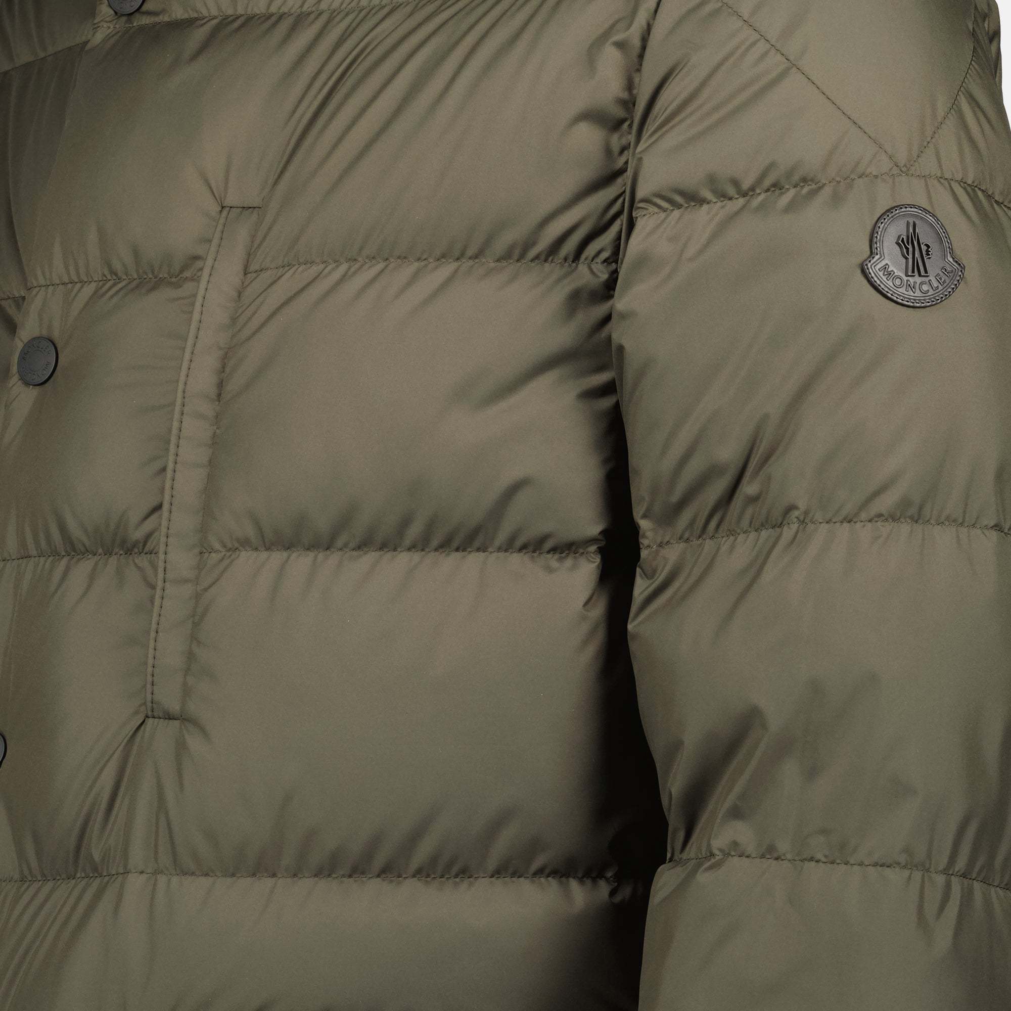 Moncler Ouille Reversible Short Down Jacket In Green