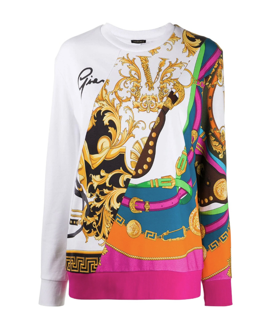 Versace Multicolor Printed Sweater In Multicolor
