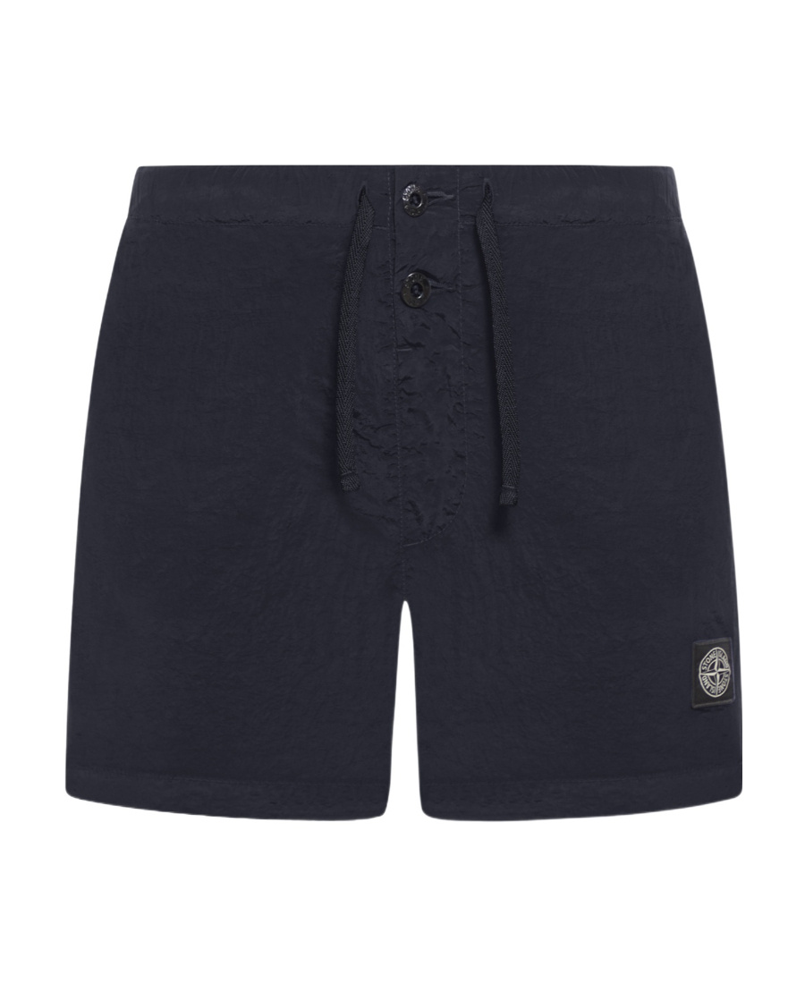 Stone Island Compass Patch Drawstring Swim Shorts In Blue