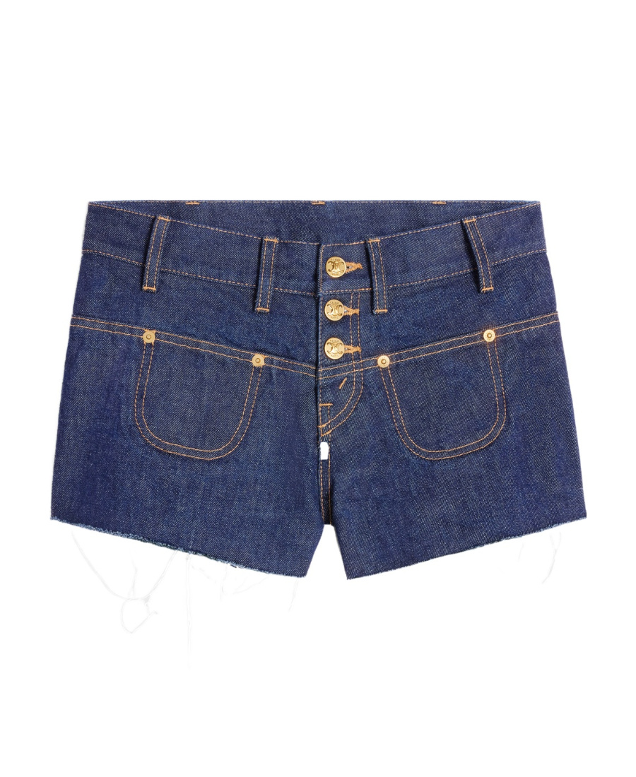 Shop Celine Mini Shorts In Rinsed Wash Denim In Blue