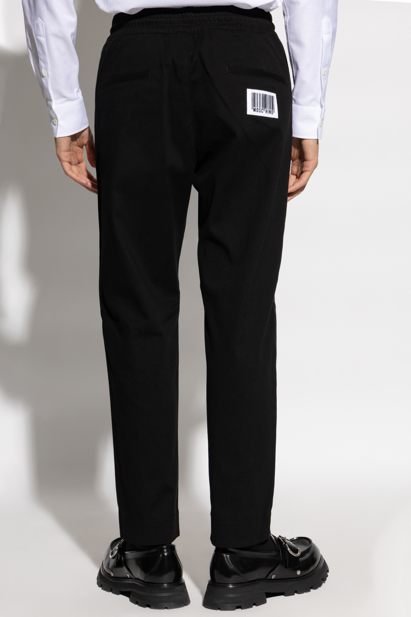 Moschino Pleated Straight-leg Trousers In Black
