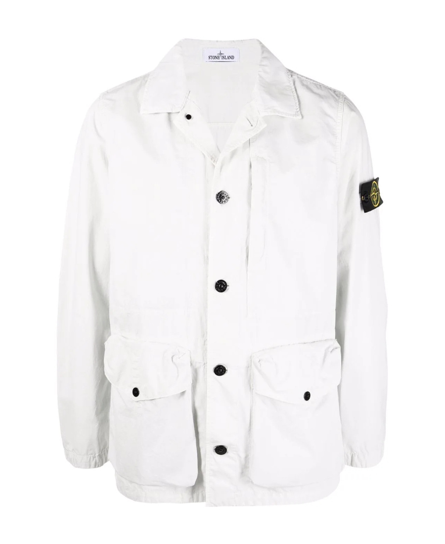 Stone Island Logo-patch Button-fastening Jacket In White