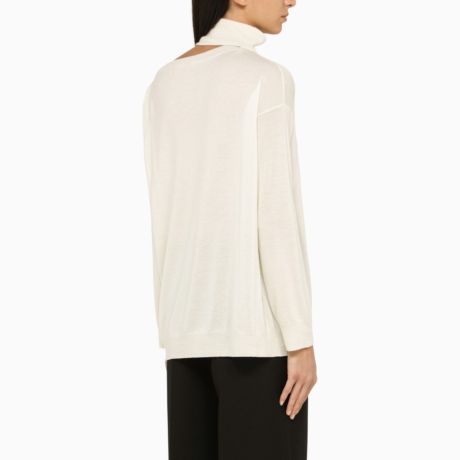 Valentino Asymmetric Turtleneck Sweater In White