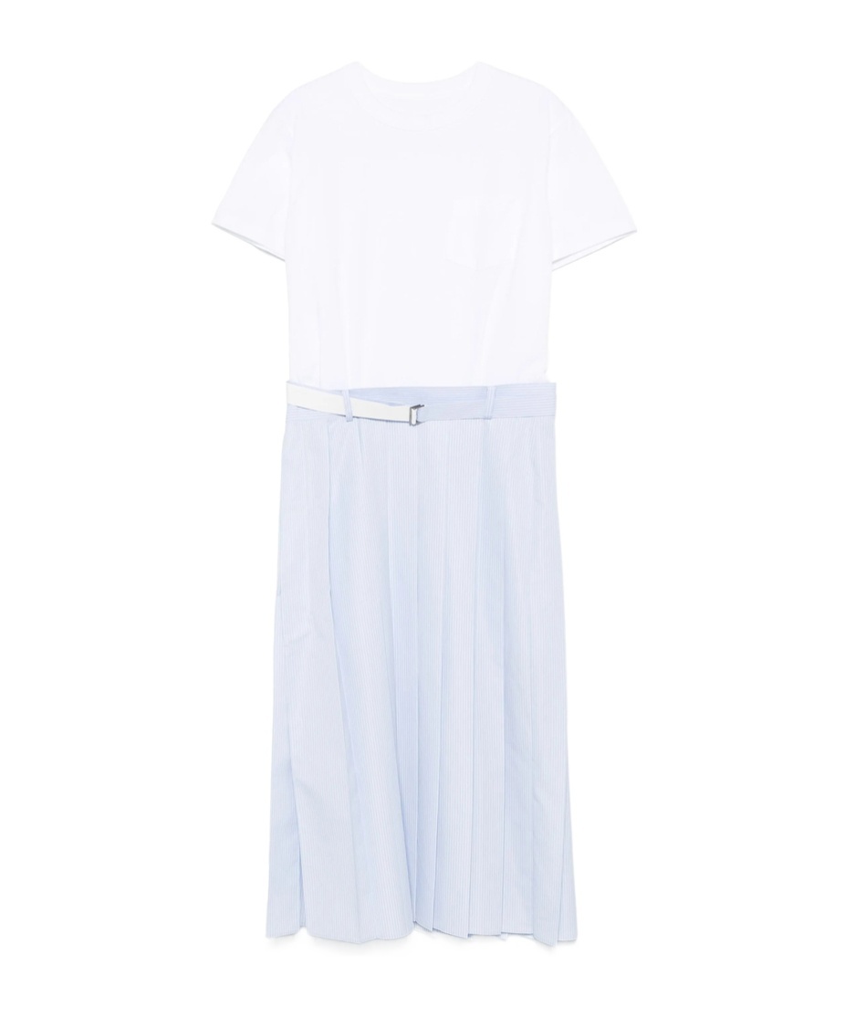 SACAI SACAI POPLIN JERSEY MIDI DRESS