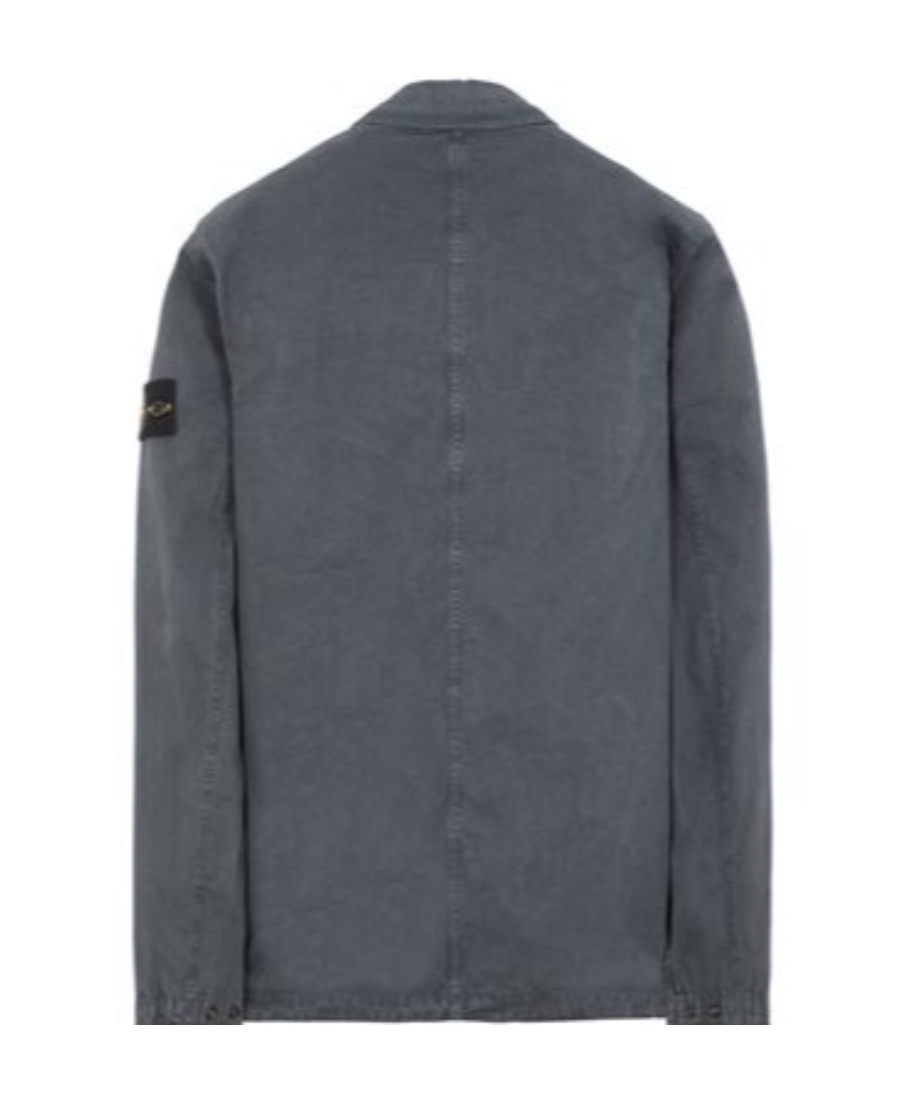 Shop Stone Island Compass Logo-patch Zip-up Shirt In Gray