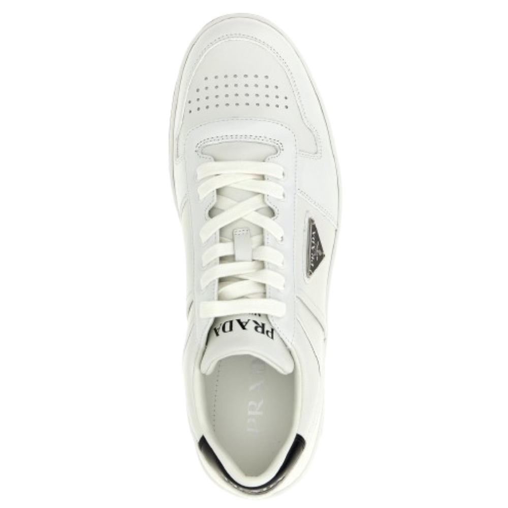 Prada Downtown Leather Sneakers In White