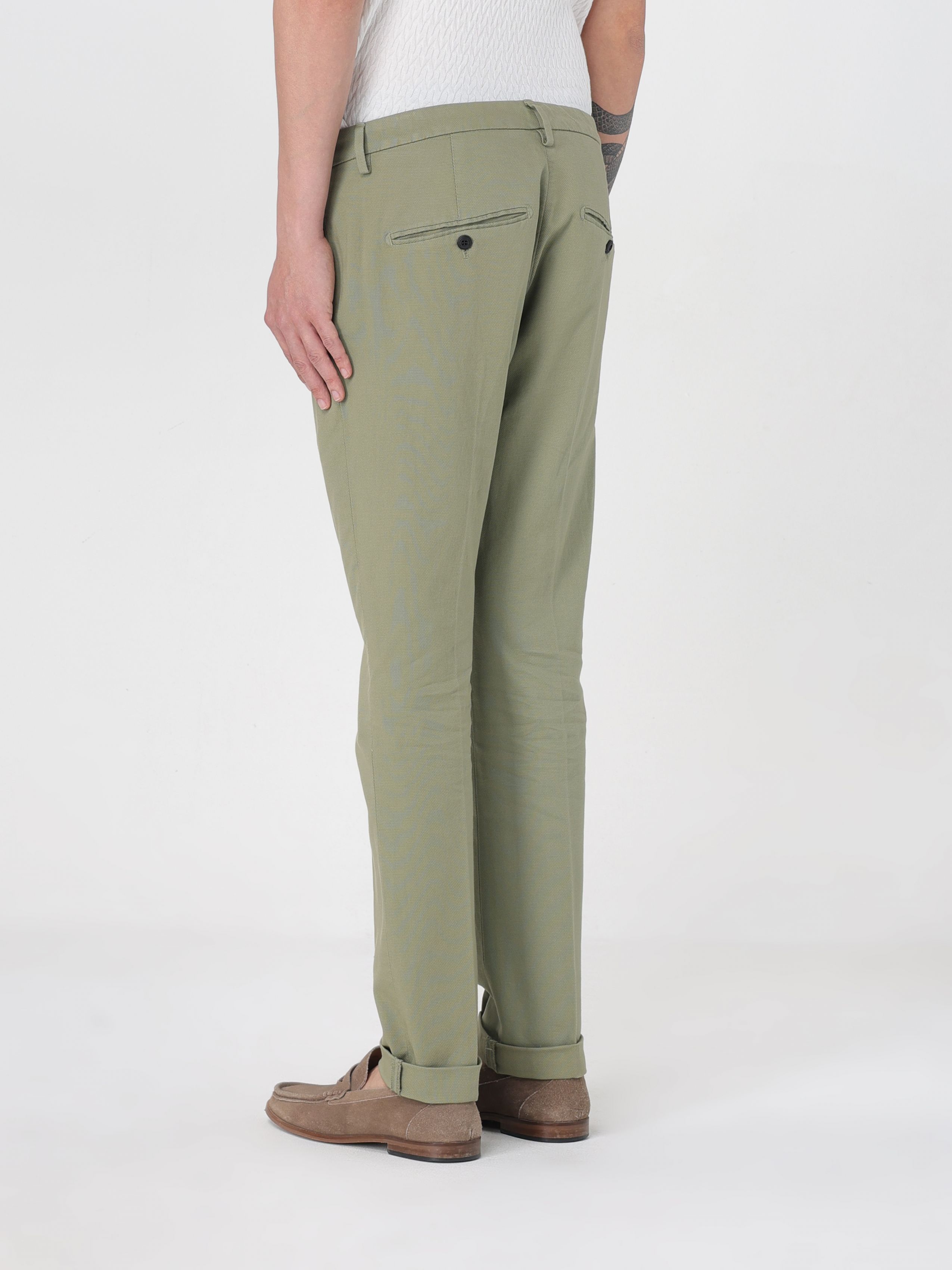 Dondup Belt Loop Casual Pants In Green