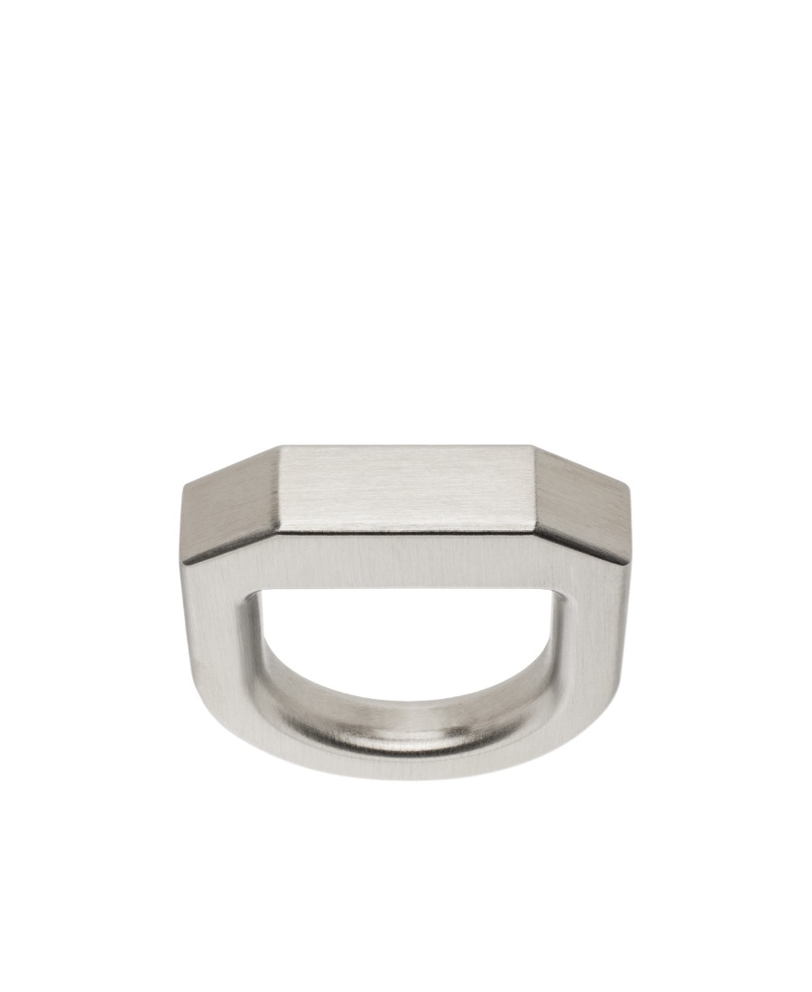 Rick Owens Beveled Has A Logo Ring On The Side In White