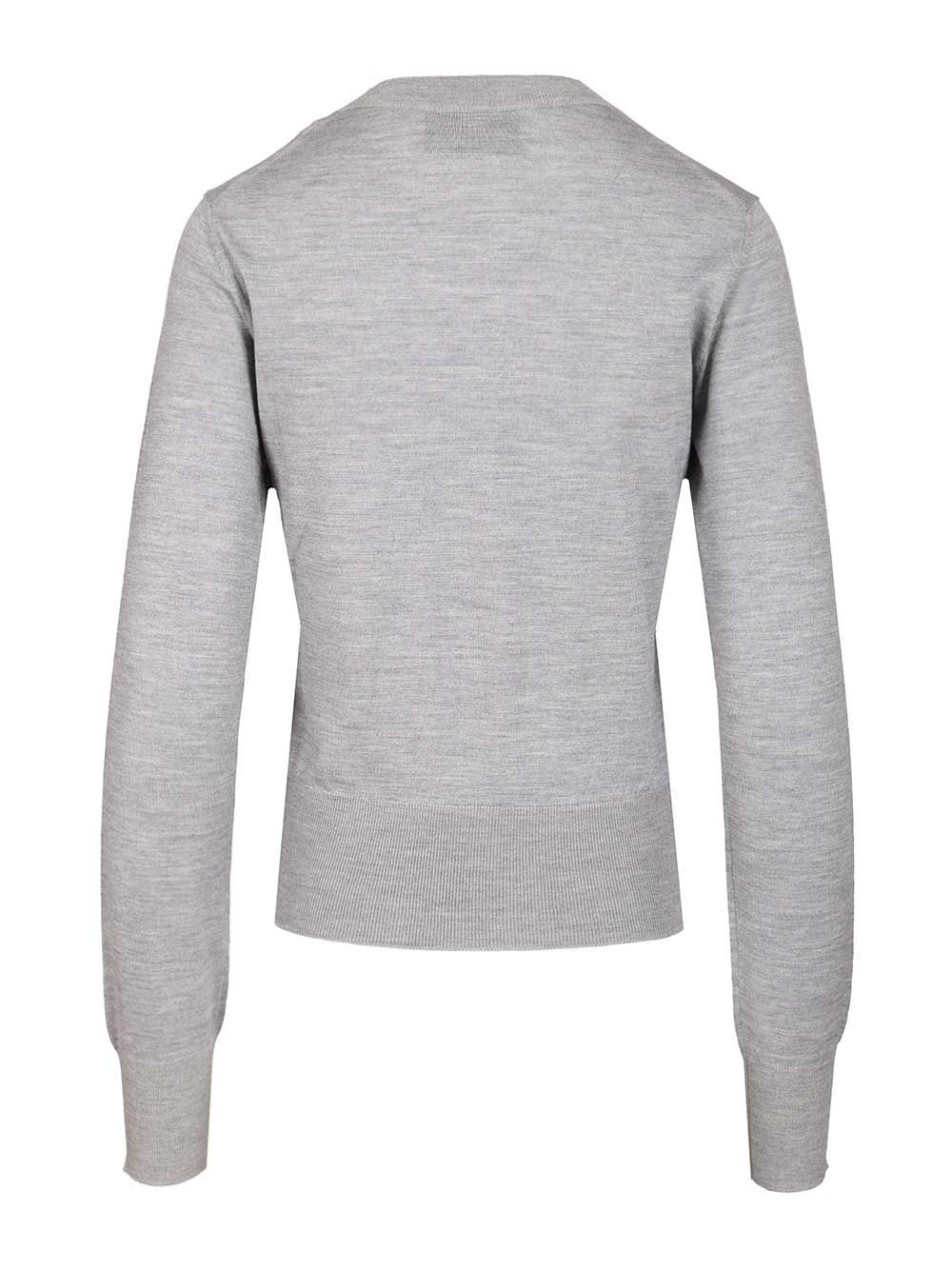 Ami Alexandre Mattiussi Crew-neck Wool-silk Blend Sweater In Gray
