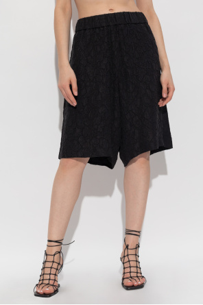 Dries Van Noten Textured Embellished Shorts In Black