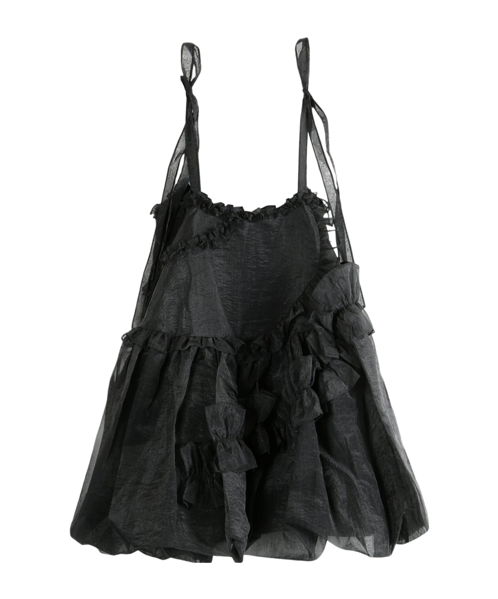 Cecilie Bahnsen Cristina Ruffled Tie-strap Mini Dress In Black