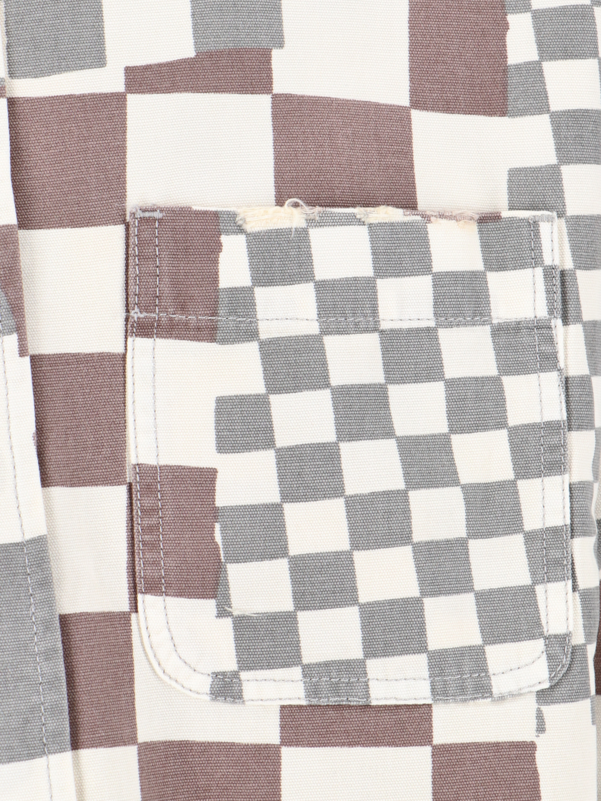 Erl Multicolor Jacket With Asymmetric Check Motif In Cotton Denim Man In White