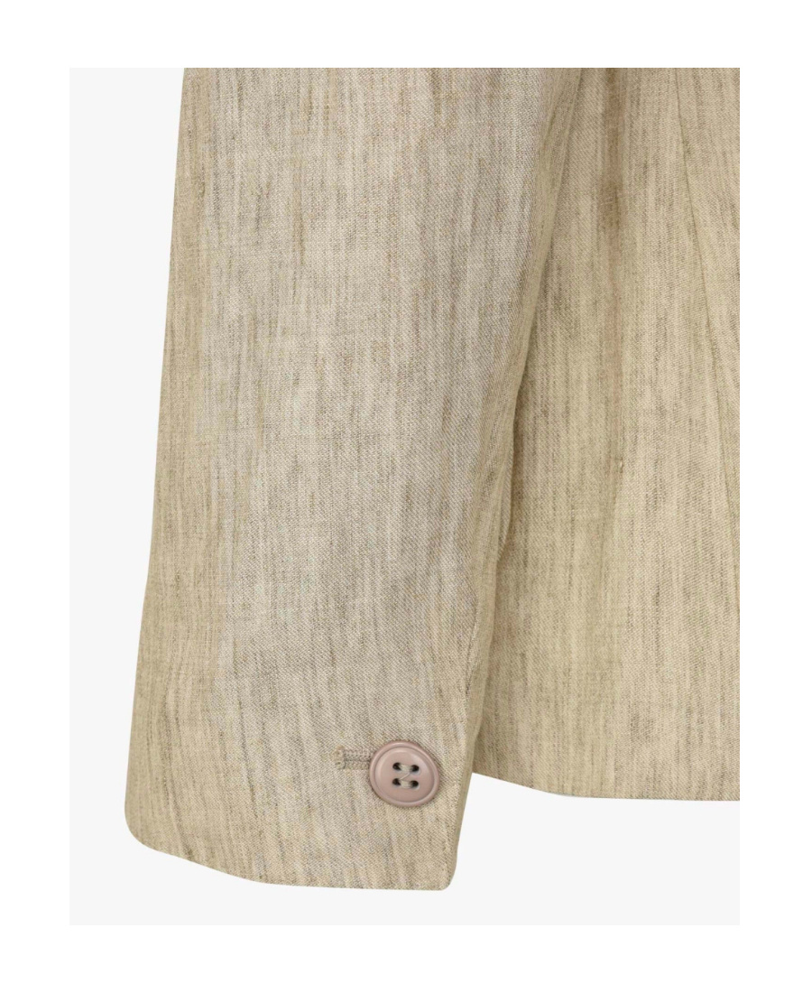 Max Mara Long Sleeved Lapel Suit Jacket In Nude