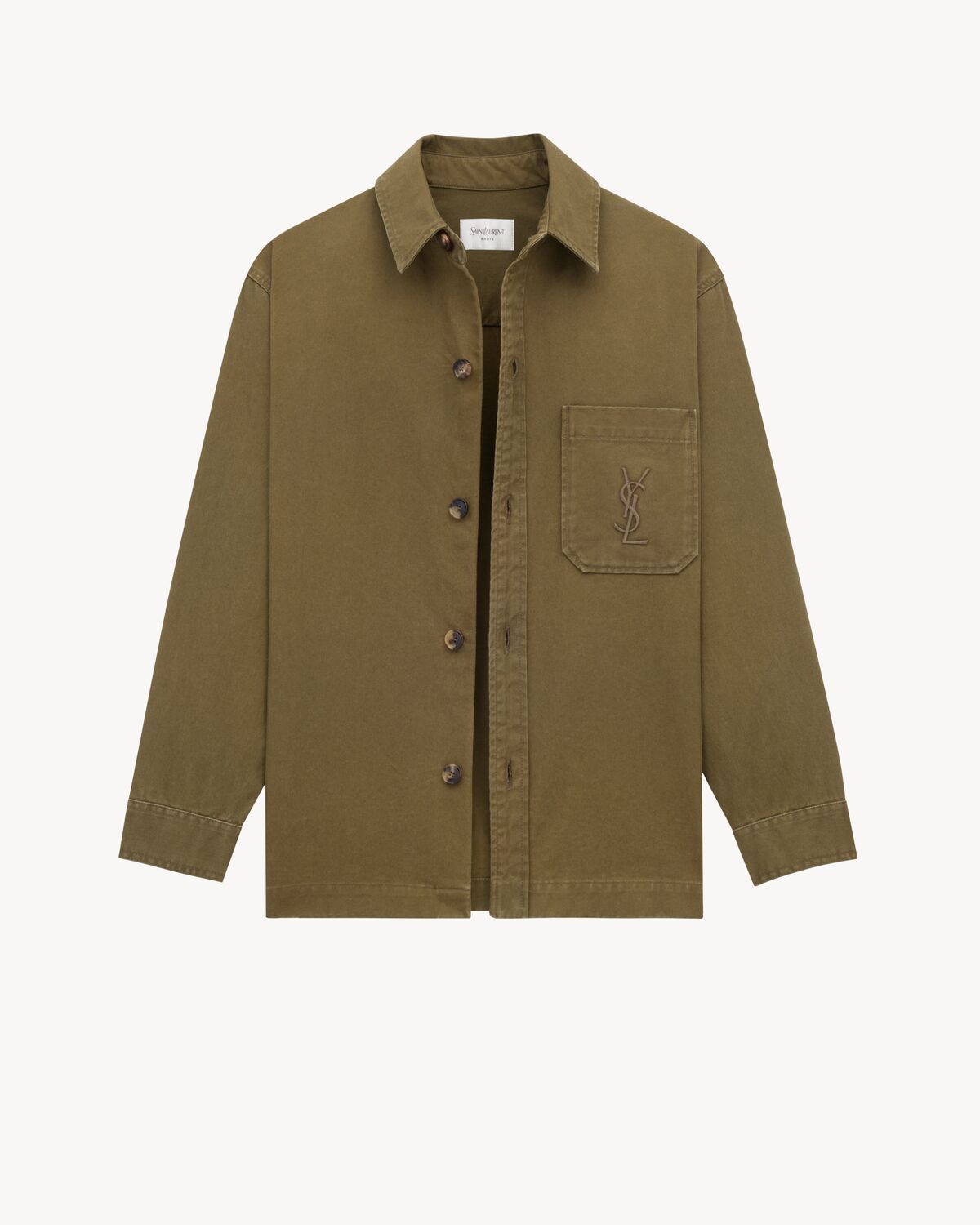 Saint Laurent Cassandre Overshirt In Cotton Linen Gabardine Clothing In Orange