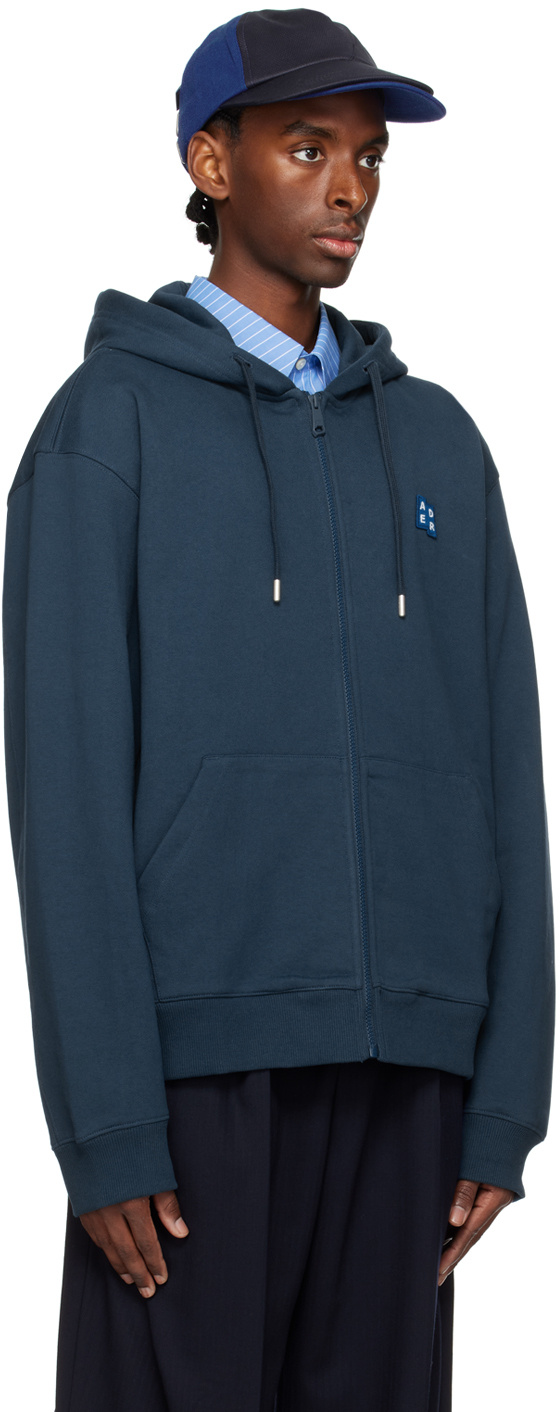 Ader Error Hooded Zipper Casual Jacket In Blue