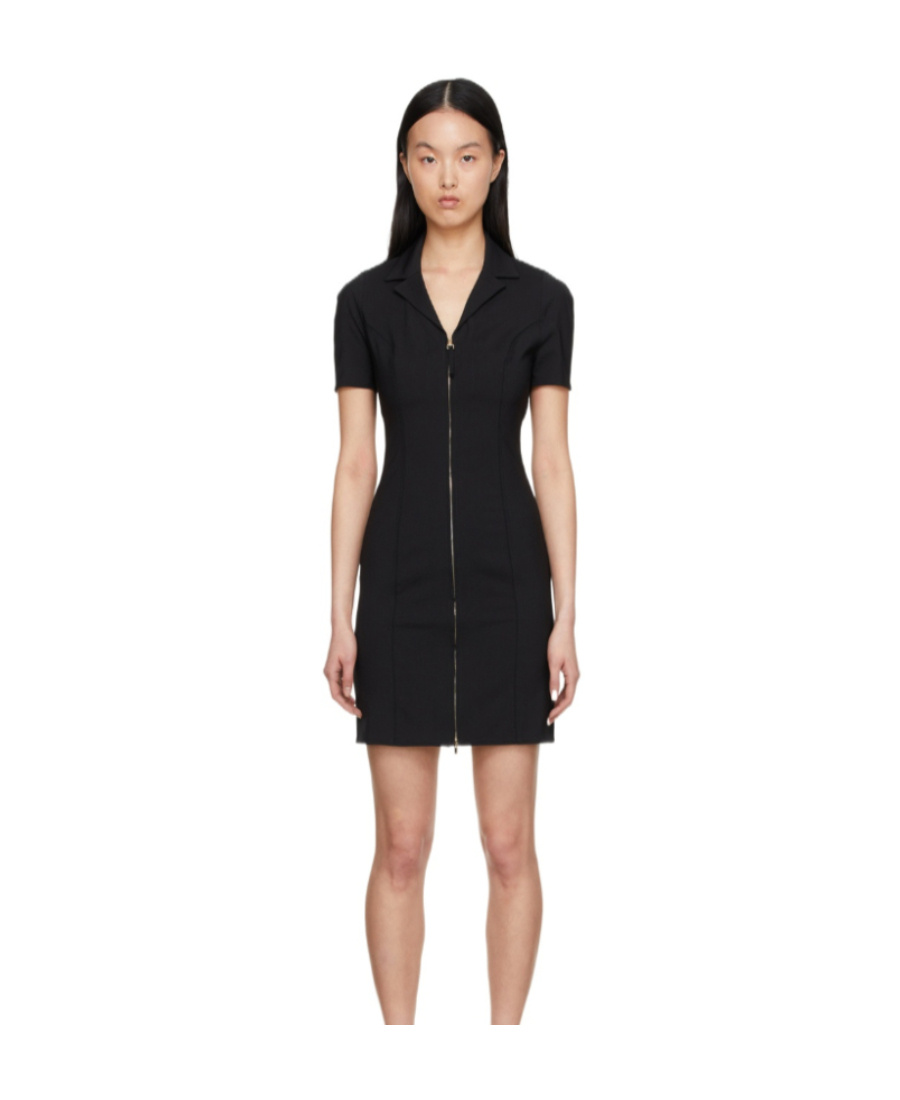 Jacquemus La Robe Tangelo Stretch Wool Mini Dress In Black