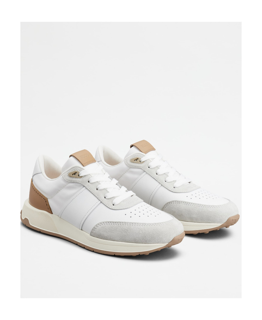 Tod's Low-top Suede And Leather Sneakers In White