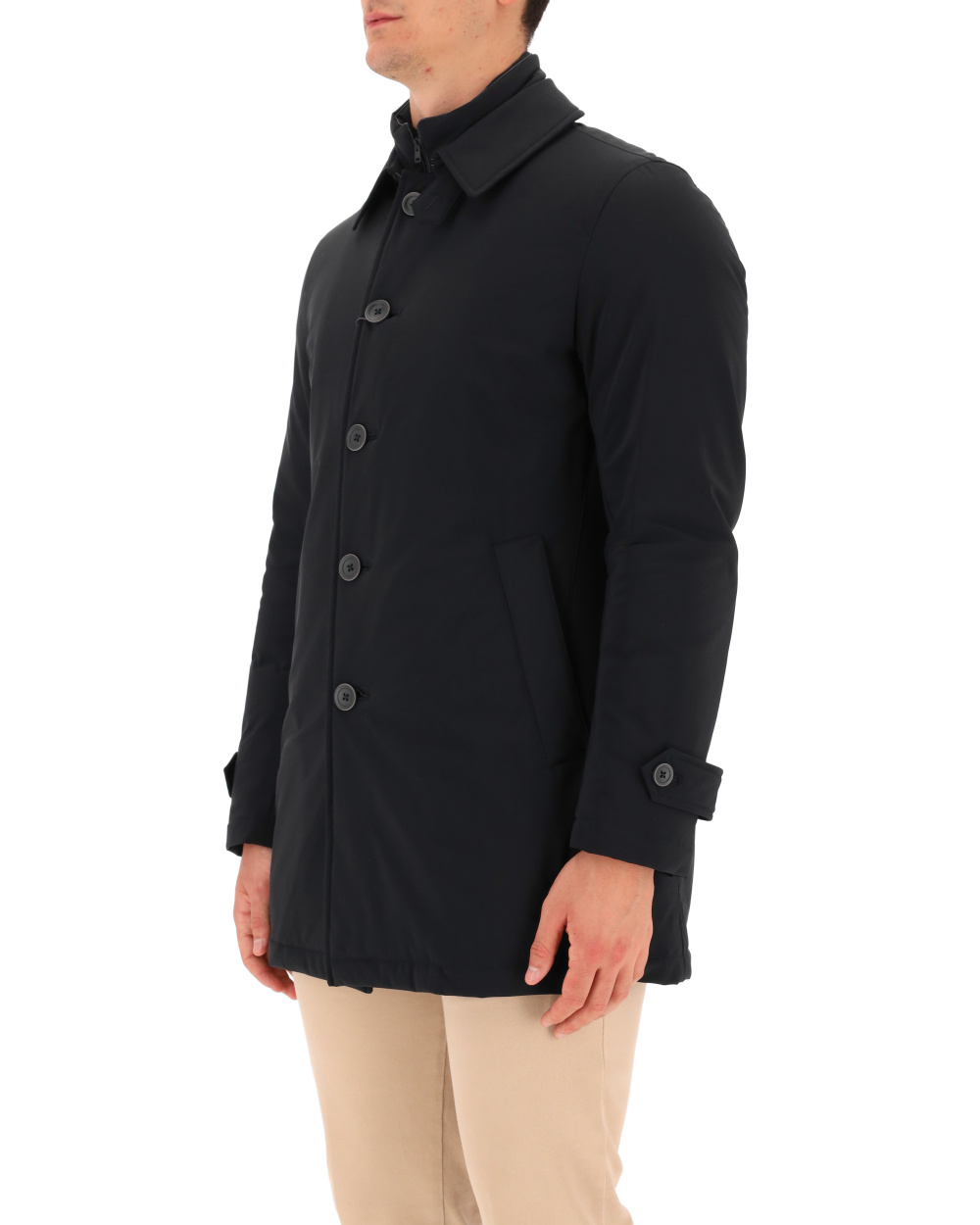 Herno Lapel Long-sleeved Coat In Black