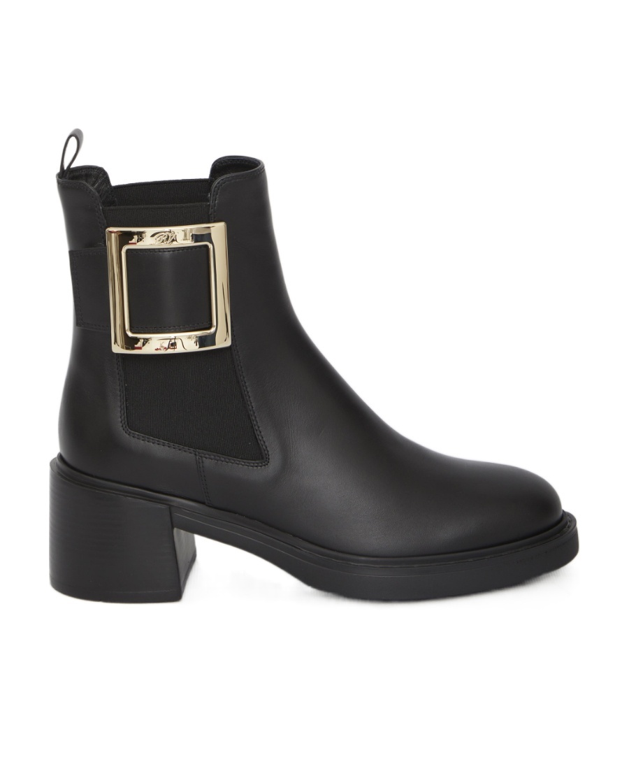 ROGER VIVIER VIV' RANGERS METAL BUCKLE CHELSEA BOOTS IN LEATHER
