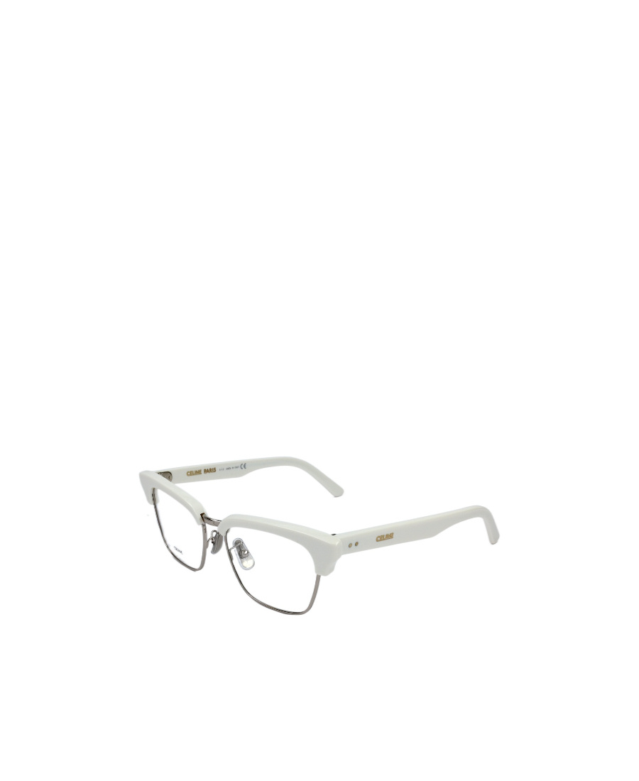 Celine Logo Cat Eye Frame Flat Lens In White