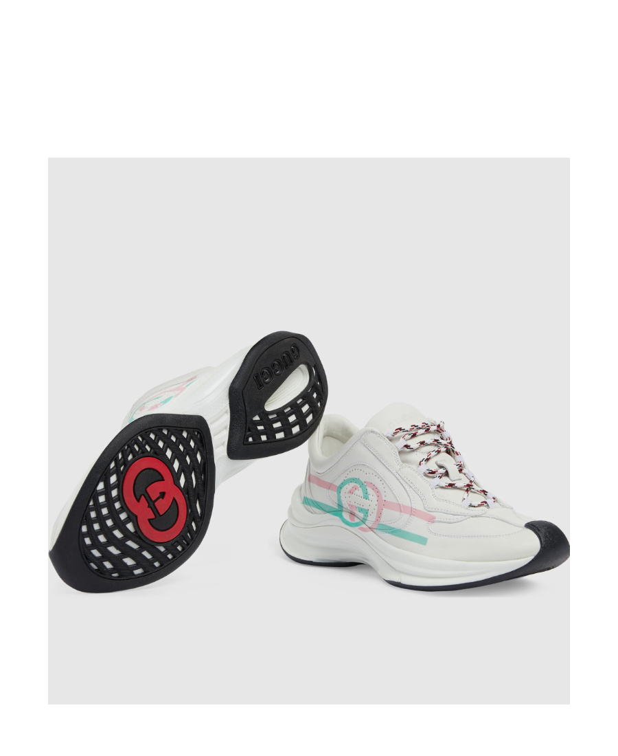 Shop Gucci Run Leather Sneakers In White
