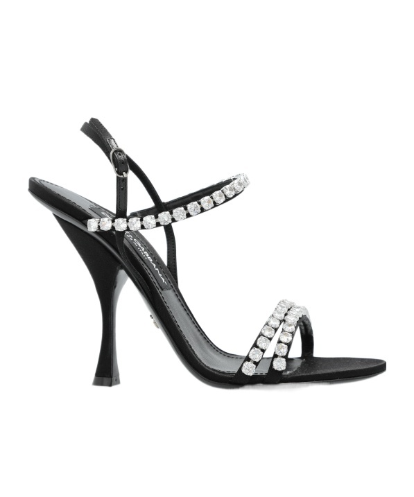 Dolce & Gabbana Crystal-embellished Satin Sandals In Black