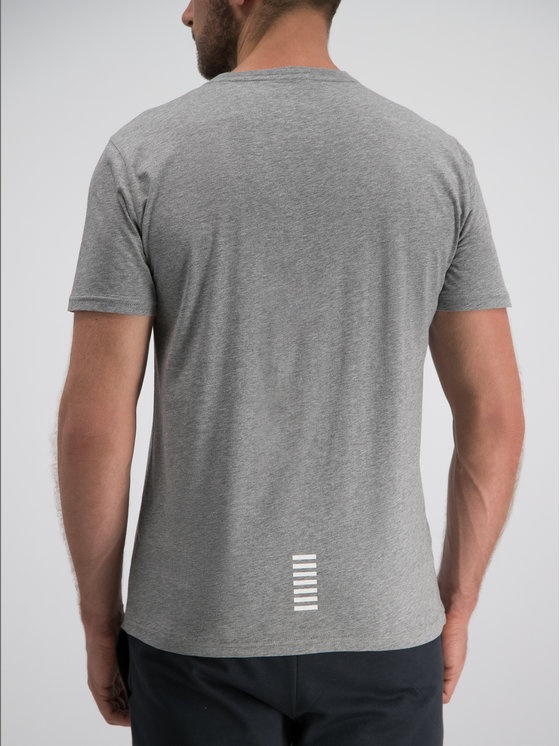 Ea7 Logo Round-necked T-shirt In Gray
