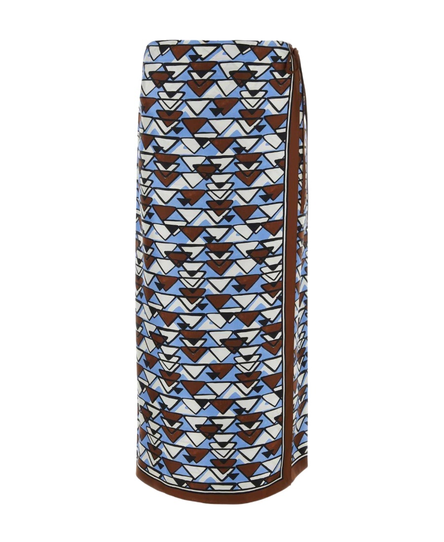 Prada Geometric-print Midi Skirt In Multicolor