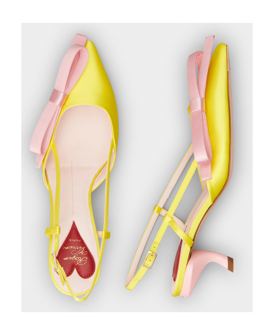 ROGER VIVIER VIRGULE BOW SLINGBACK PUMPS IN SATIN