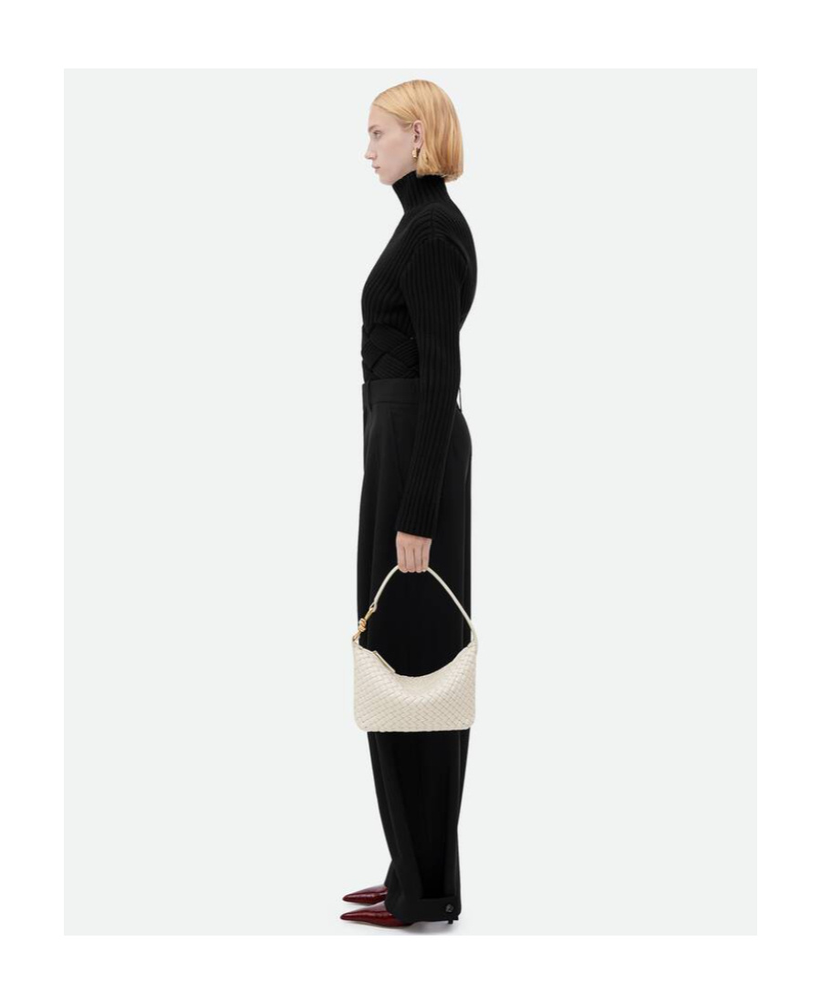 Bottega Veneta Small Woven Shoulder Bag In White
