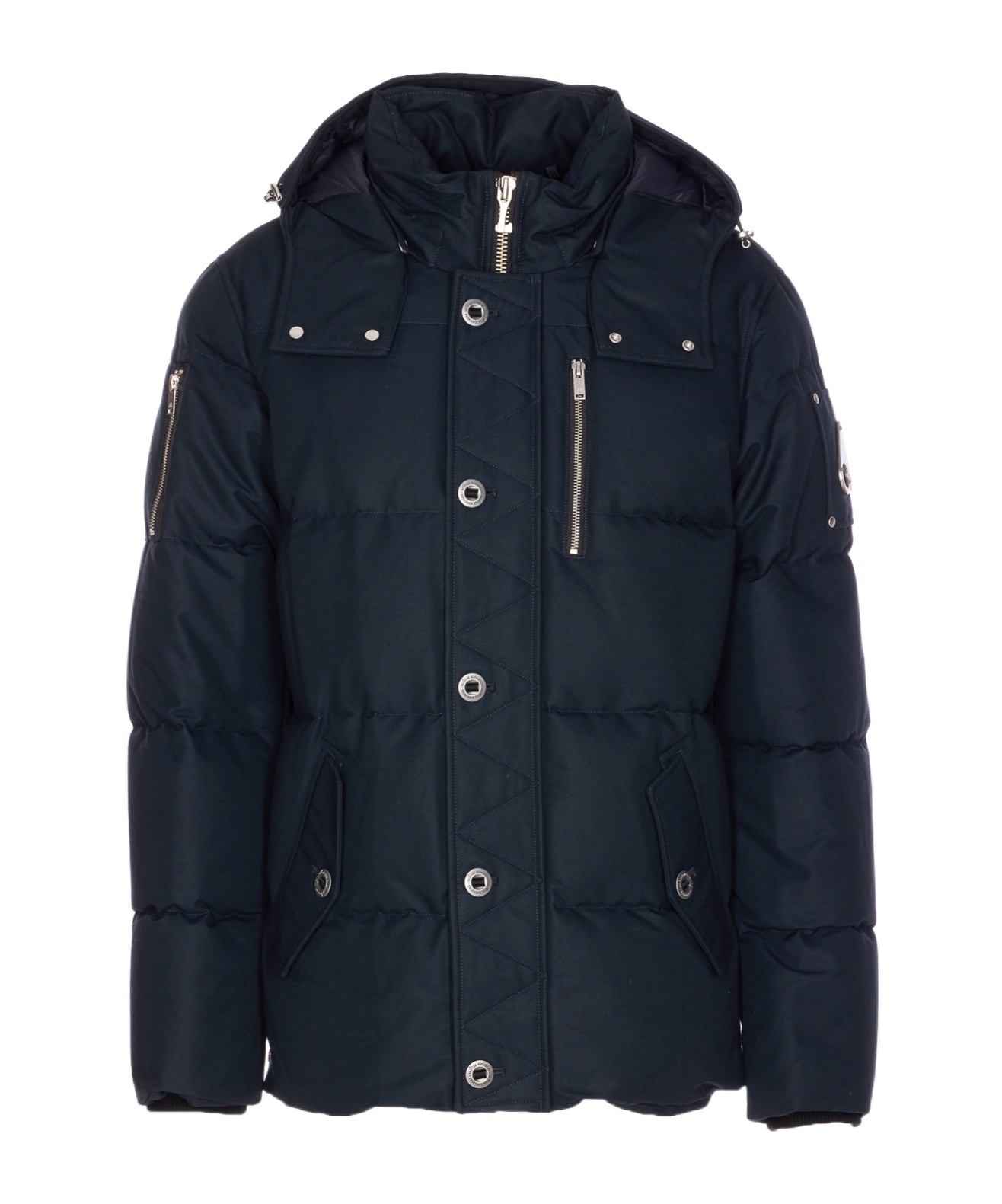 Moose Knuckles Quilted Hooded Jacket Removable Hood In Blue