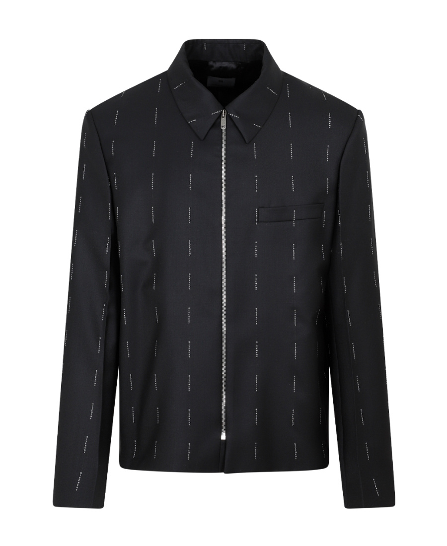 Givenchy Wool Blazer With All-over Logo Print In Black