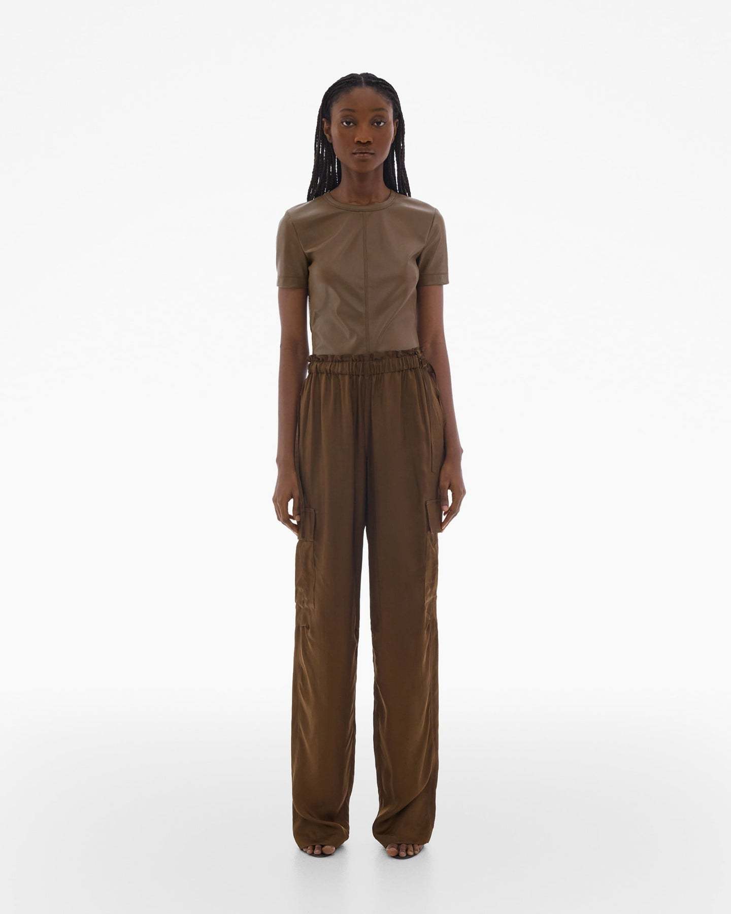 Helmut Lang Pull-on Wide-leg Cargo Pants In Brown