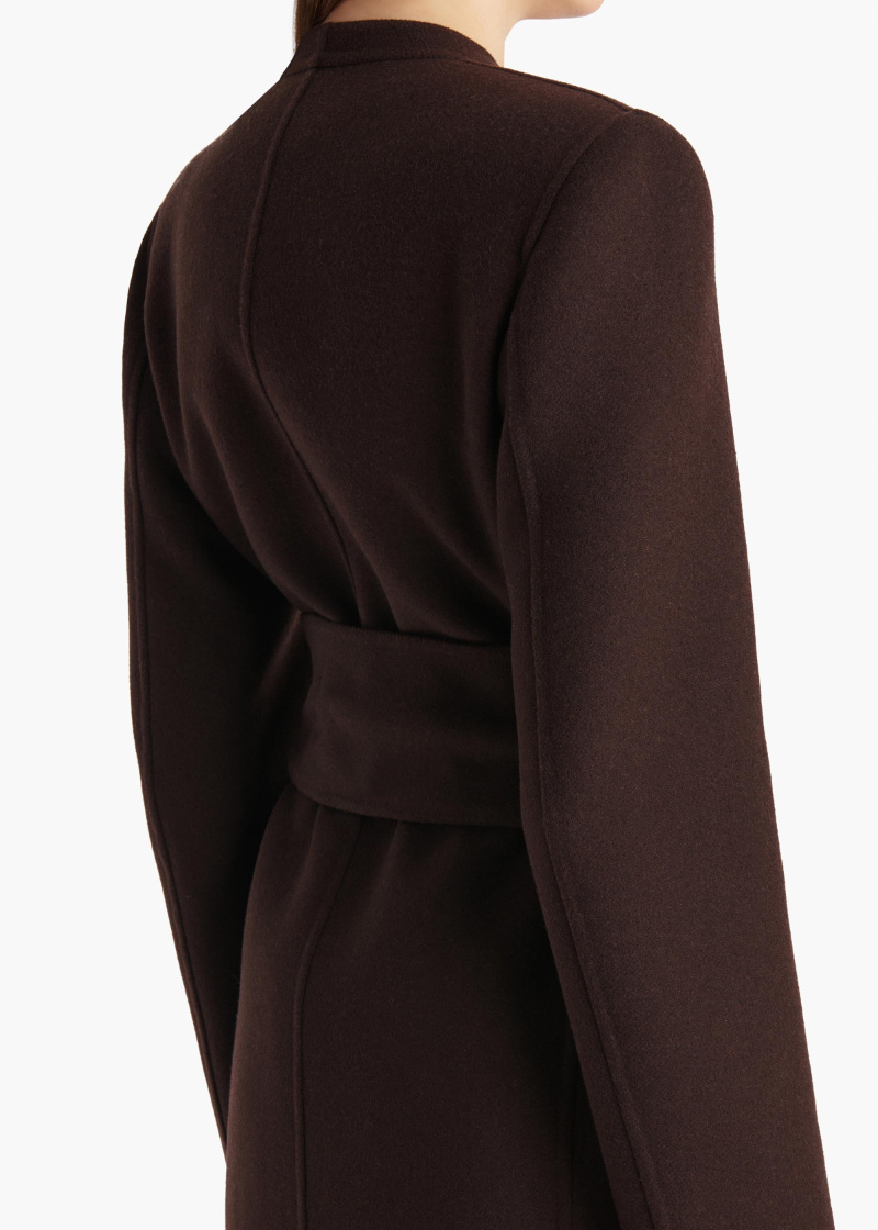 Khaite Belted Wrap Coat In Brown