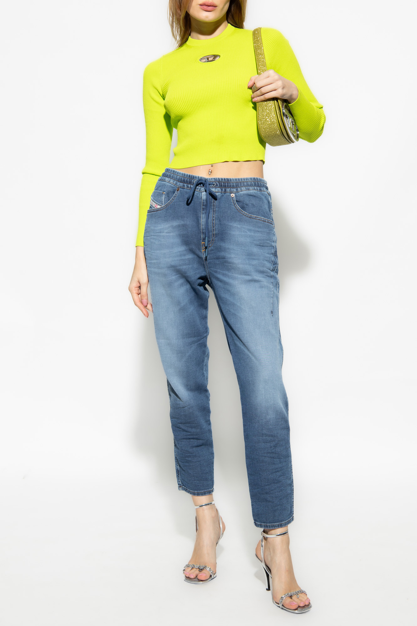 Diesel 2041 D-fayza Joggjeans 068hy Boyfriend Jeans In Blue