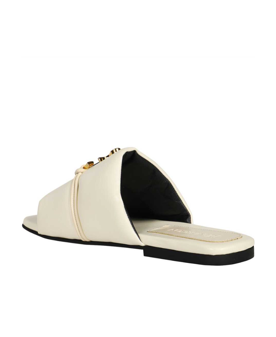 Jw Anderson Anchor Logo Leather Slides In Nude