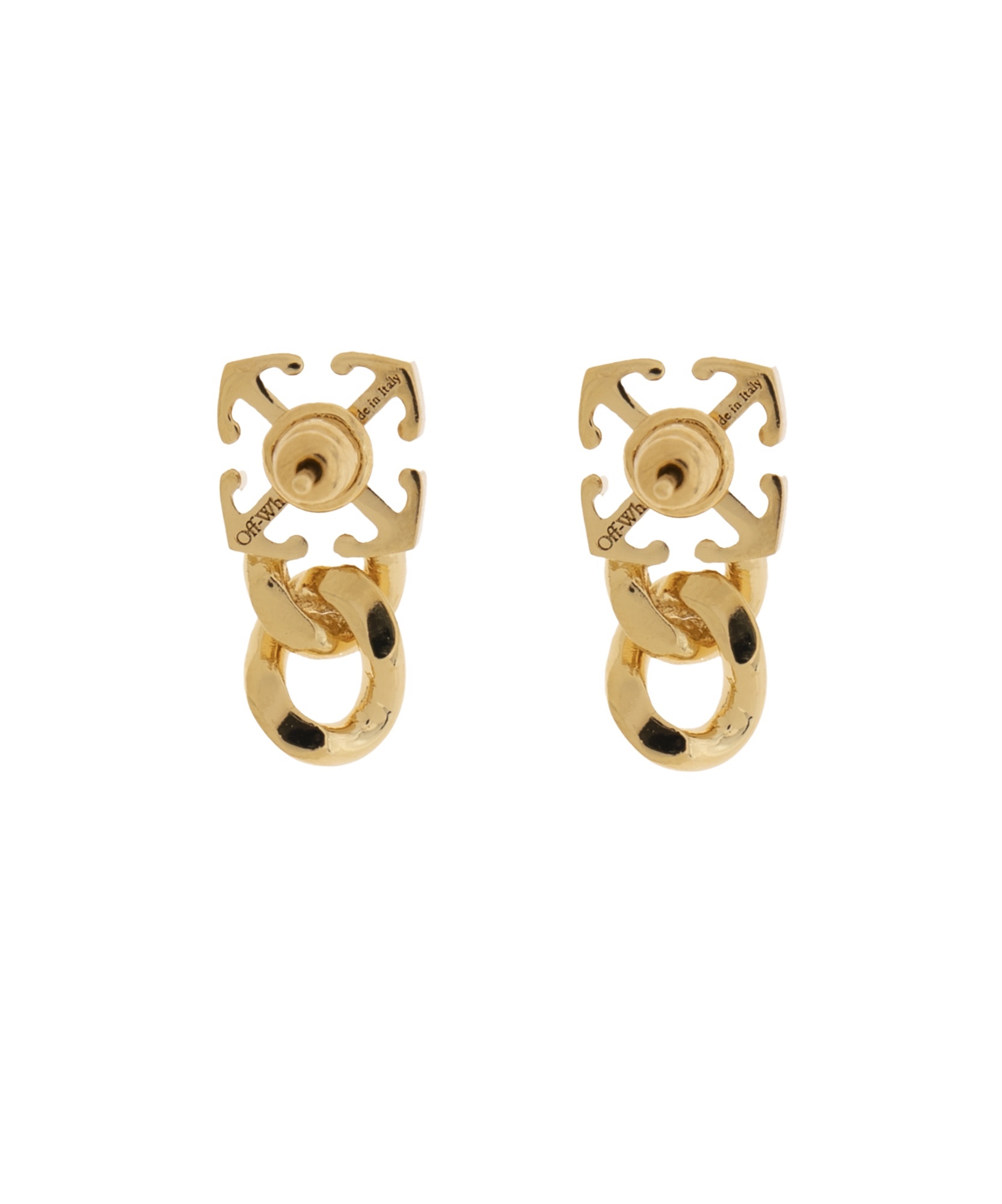 Off-white Logo Earrings In Yellow