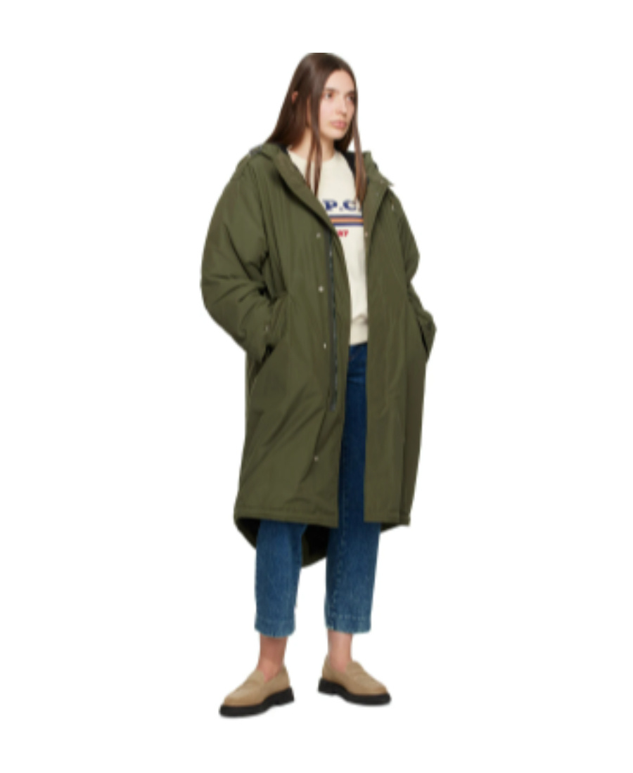 Shop Apc Maxine Two-way Zipper Cotton Suit In Green