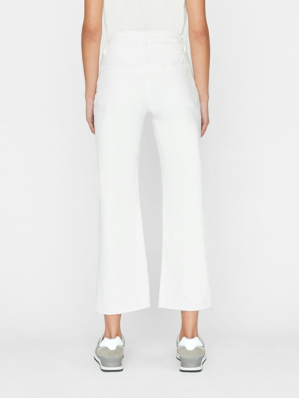 Frame High Waist Button Denim Trousers In White