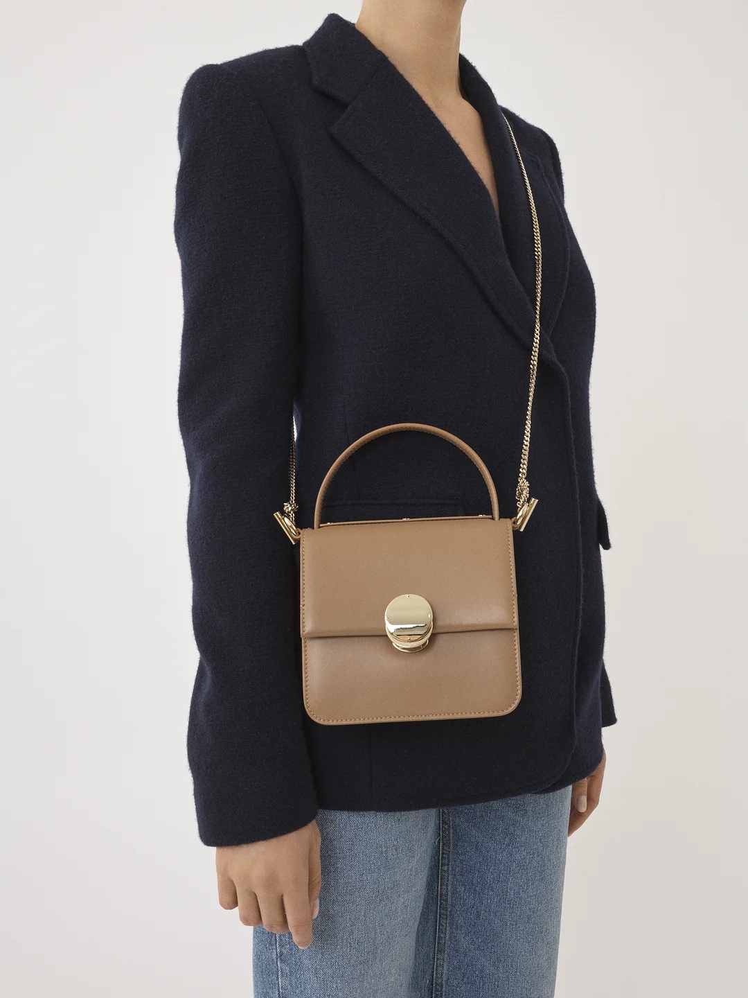 Chloé Compact Chain Strap Top Handle Bag In Brown