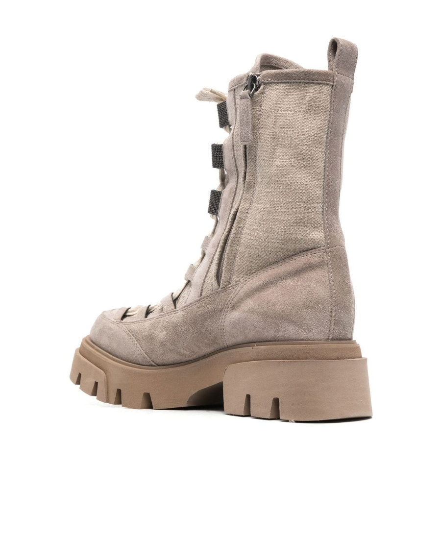 Brunello Cucinelli Eyelet-embellishment Leather Boots In Nude