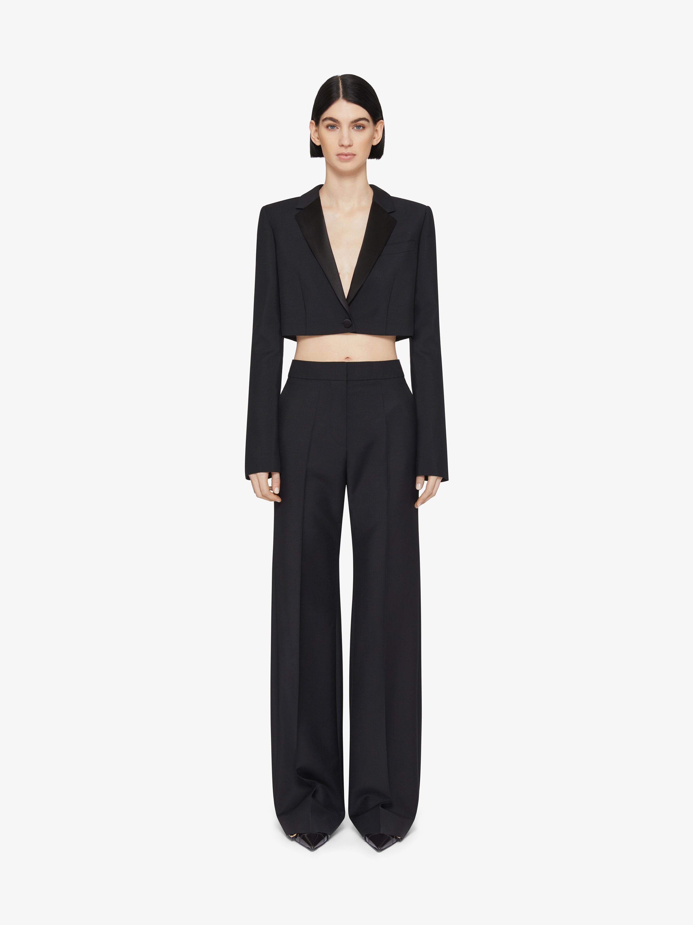 Givenchy Long-sleeved Wool Short Suit Coat In Black